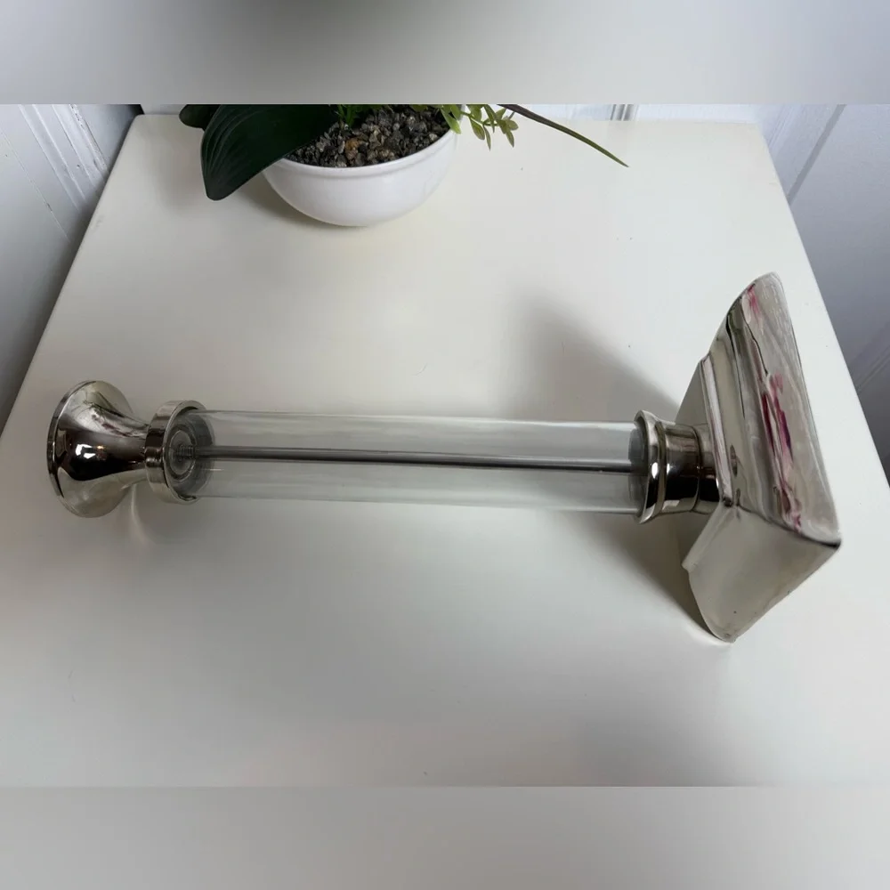 Pottery Barn Amelia Glass & Chrome Candlestick Holder Set of 3 Candle Holders